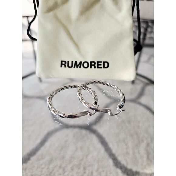 Rumored Silver Rope Hoop Earrings New - Picture 4 of 4